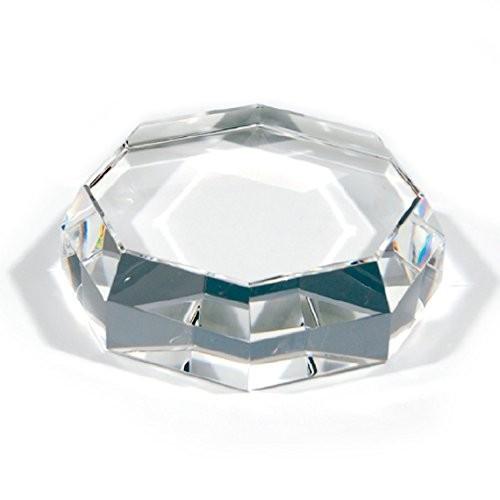 ペーパーウェイト クリスタルガラス 八角形 プレート 透明 クリア ディスプレイ 展示 サンドブラス...
