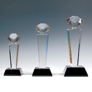 クリスタルトロフィー ダイヤ NKTR-0177-1（大）黒台座 レーザー彫刻