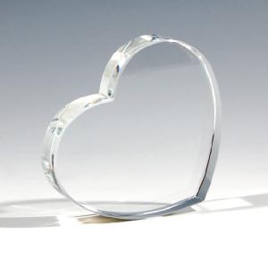 ペーパーウェイト クリスタルガラス ハート プレート