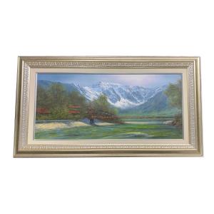 再値下げ　作者　関健造　山村清流　肉筆油彩画 楽天市場】関 健造 「 山村清流 」 油絵 油彩画 F6 ( 6号