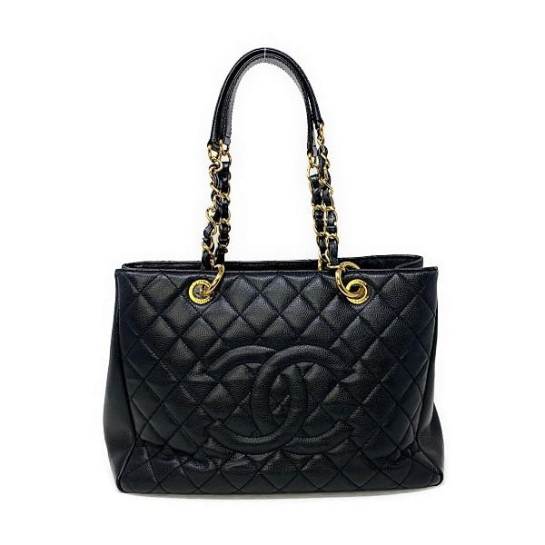 美品 シャネル CHANEL トートバッグ GST チェーントート キャビアスキン ブラック 黒  ...