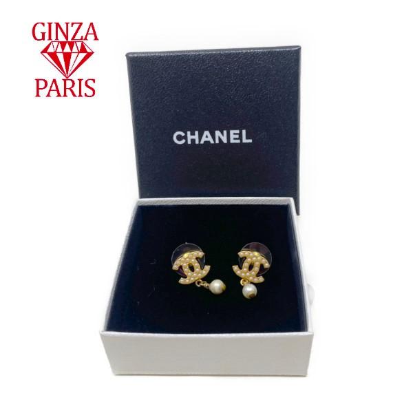 美品　シャネル CHANEL　ベビーパールCCマーク　スイングパール　フェイクパールピアス　ゴールド...