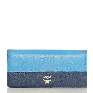 エム シー エム 長財布 ブルー レザー レディース MCM 【中古】｜ginzaparis2