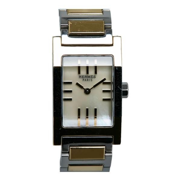 エルメス タンデム 腕時計 TA1.220 クオーツ ホワイトシェル文字盤 ステンレススチール レデ...