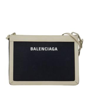 バレンシアガ ネイビーポシェット 斜めがけ ショルダーバッグ ポシェット 339937 ネイビー キャンバス レザー BALENCIAGA 【中古】｜ginzaparis2