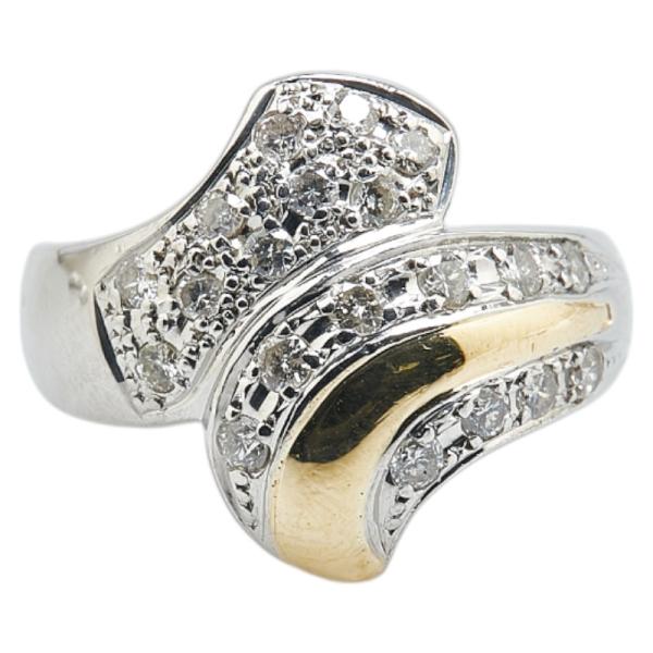 Pt900 プラチナ K18YG イエローゴールド コンビ ダイヤ0.50ct リング 指輪 レディ...