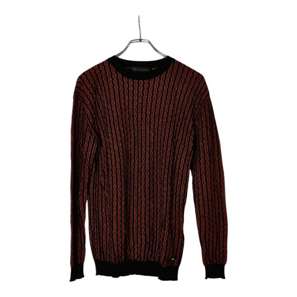 ヴェルサーチェ メデューサ ニット サイズ44 オレンジ ブラック レーヨン コットン メンズ VE...