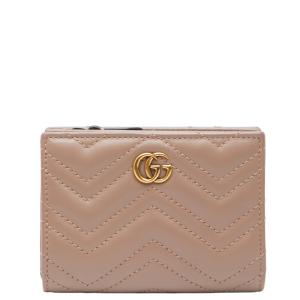 GUCCI（グッチ） GGマーモント コンパクトウォレット ピンク レザー 三