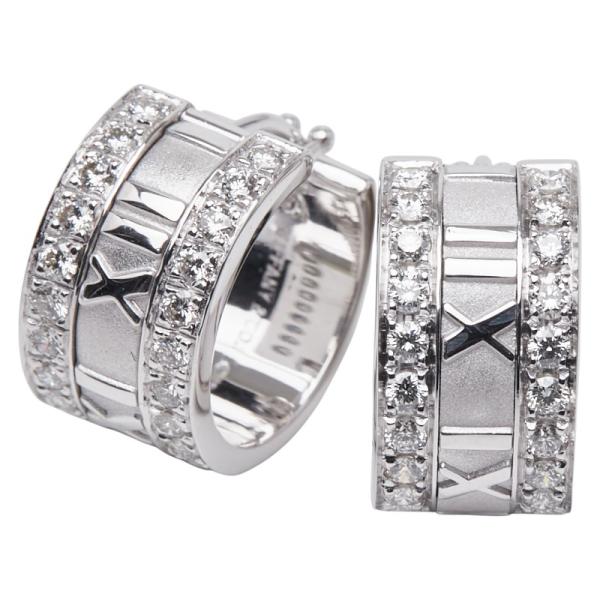 ティファニー アトラス ダイヤ フープ ピアス K18WG ホワイトゴールド レディース TIFFA...