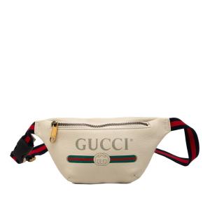 グッチ ロゴプリント シェリーライン ボディバッグ ウエストバッグ 527792 ホワイト マルチカラー レザー レディース GUCCI 【中古】