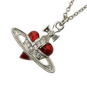 ヴィヴィアンウエストウッド オーブ ディアマンテ ハート ペンダント ネックレス シルバー レッド メタル Vivienne Westwood 【中古】