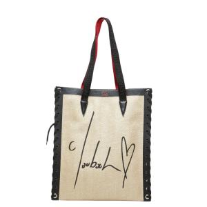 クリスチャンルブタン カバレース CABALACE シューレース トートバッグ ベージュ レッド ブラック レザー Christian Louboutin 【中古】