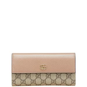 GUCCI グッチ シェリーライン 二つ折り長財布 キャンバス ベージュ