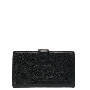 シャネル ココマーク がま口 長財布 ブラック キャビアスキン レディース CHANEL 【中古】｜ginzaparis2