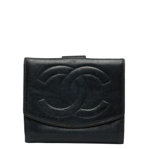 シャネル デカココ ダブルホック 二つ折り財布 ブラック レザー レディース CHANEL 【中古】｜ginzaparis2