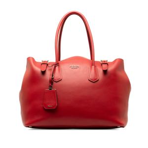 プラダ トートバッグ ハンドバッグ BR5071 レッド レザー レディース PRADA 【中古】｜ginzaparis2