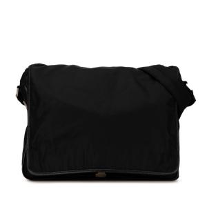 PRADA プラダ ショルダーバッグ メッセンジャーバッグ 黒ナイロン レザー PRADA（プラダ） ショルダーバッグ メッセンジャーバッグ 斜め掛け