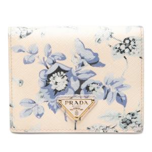 PRADA（プラダ） 三角ロゴプレート フラワープリント 二つ折り財布