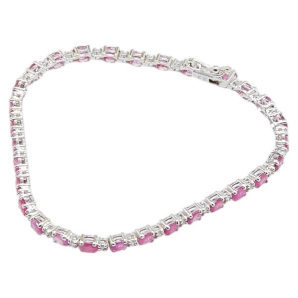 ノーブランド K18WG ホワイトゴールド ルビー6.5ct ダイヤ0.50ct ブレスレット レデ...
