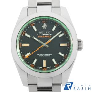 ロレックス ミルガウス グリーンガラス 116400GV ブラック ランダム番 中古 メンズ 腕時計 1MKPROAU0001