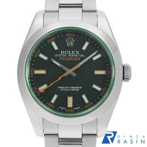 ロレックス ミルガウス グリーンガラス 116400GV ブラック ランダム番 中古 メンズ 腕時計 0EHNROAU0002