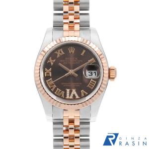 ロレックス デイトジャスト VIダイヤ 179171 チョコレートブラウン ローマ ランダム番 中古 レディース 腕時計 16F4ROAU4165