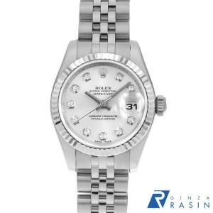 ロレックス デイトジャスト 10Pダイヤ 179174G シルバー 5列 ジュビリーブレス Z番 中古 レディース 腕時計 16F4ROAU4232