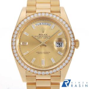 ロレックス デイデイト 40 ベゼルダイヤ 10Pバゲットダイヤ 228348RBR シャンパン ランダム番 中古 メンズ 腕時計 10NZROAU2153