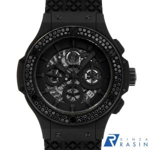 ウブロ HUBLOT ビッグバン ブラックレザー&ラバー ストラップ 中古 ビッグバン ウブロ オールブラック ブラックキャラット 301.CD.134.RX