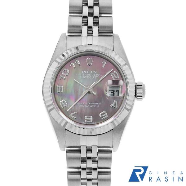 ロレックス デイトジャスト 79174NA ブラックシェル アラビア F番 中古 レディース 腕時計...