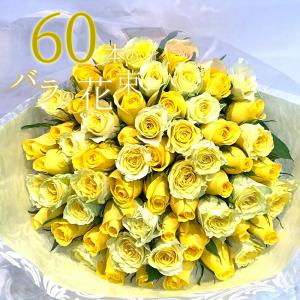 黄色バラ60本の花束 送料込 プレゼント お祝い｜ginzatokyo
