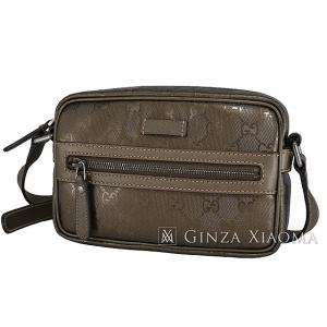 GUCCI グッチ インプリメ ショルダーバッグ PVC/レザー ガンメタリック ブロンズ ショルダーバッグ  【中古】 値下げ｜ginzaxiaoma