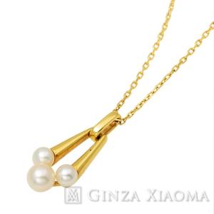 【ジュエリー】 MIKIMOTO ミキモト パールネックレス 3P K18YG イエローゴールド 3.8g 【中古】 値下げ｜ginzaxiaoma