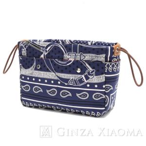 HERMES エルメス フールビ20 シルク/バレニア ブルーニュイ/フォーブ T刻印 バッグインバッグ ポーチ  mns 【中古】｜ginzaxiaoma