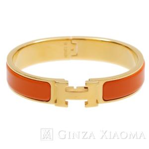 [ジュエリー] HERMES エルメス クリックラックPM ゴールド×オレンジ ブレスレット  バングル  【中古】｜ginzaxiaoma