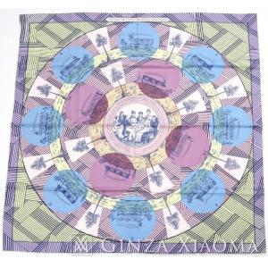 【新品】 HERMES エルメス カレ90 ［Jeu des Omnibus Remix オムニバスゲーム・リミックス］ PU/PRAME/JAUNE SOUFRE/MAUVE パープル/ブルー系