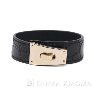 【中古】 [ジュエリー] GUCCI グッチ ブレスレット クロコダイル ブラック ブレスレット アクセサリー 値下げ｜ginzaxiaoma