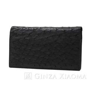 【中古】 Bottega Veneta ボッテガヴェネタ オーストリッチ イントレチャート 2つ折り長財布  長財布 mns｜ginzaxiaoma