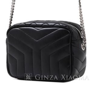 【中古】 SAINT LAURENT サンローラン クラシックモノグラム ミニバッグ レザー ブラック ショルダーバッグ｜ginzaxiaoma