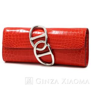 【中古】 HERMES エルメス ポシェットエジェ クロコダイル ニロティカス ゼラニウム シルバー金具 R刻印 クラッチバッグ クロコ｜ginzaxiaoma