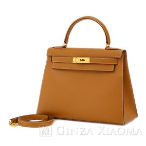 【中古】 HERMES エルメス ケリー28 ヴォーシャモニー ナチュラル ゴールド金具 ○V刻印 外縫い ハンドバッグ｜ginzaxiaoma