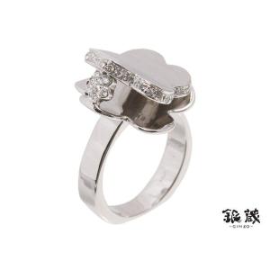 ポンテヴェキオ PONTE VECCHIO フラワーモチーフリング WG ダイヤ0.14ct 9.5g #9 中古　｜ginzo1116