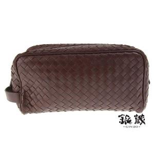 ボッテガヴェネタ BOTTEGA VENETA セカンドバッグ茶イントレチャート 中古  未使用　 xmas｜ginzo1116