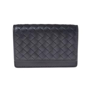 ボッテガヴェネタ BOTTEGA VENETA 名刺入れ イントレチャート カーフ 黒 中古　｜ginzo1116