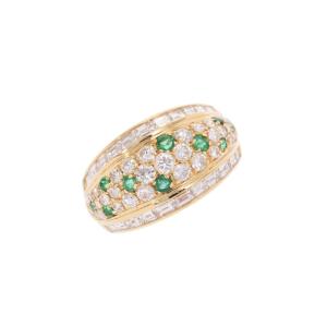 MIKIMOTO ミキモト リング #12 レディース エメラルド ダイヤ K18 9.2g 指輪 Aランク 中古 銀蔵｜ginzo1116