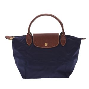 Longchamp ロンシャン ル プリアージュ トップハンドルバッグ S ネイビー/茶 G金具 L1621089556 レディース ハンドバッグ 新品 銀蔵｜ginzo1116