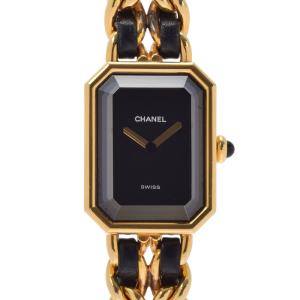 CHANEL シャネル プルミエール Lサイズ レディース GP/革 腕時計 クオーツ 黒文字盤 Aランク 中古 銀蔵｜ginzo1116