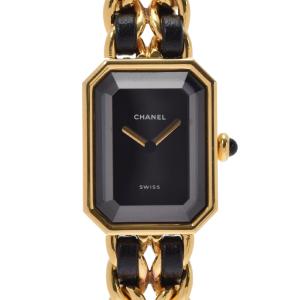 CHANEL シャネル プルミエール H0001 レディース GP/革 腕時計 クオーツ 黒文字盤 Aランク 中古 銀蔵｜ginzo1116