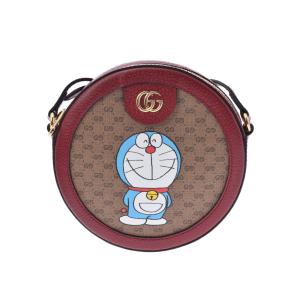 銀蔵 中古 GUCCI グッチ ドラえもんコラボ ミニGGスプリーム 625216 ボルドー/ブラウン PVC ショルダーバッグ ランクA｜ginzo1116