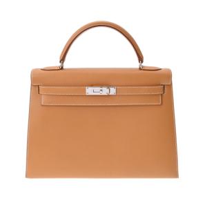 HERMES エルメス ケリー32 外縫い ナチュラル パラジウム金具 □C刻印(1999年頃) レディース ヴァッシュ 2WAYバッグ Aランク 中古 銀蔵｜ginzo1116